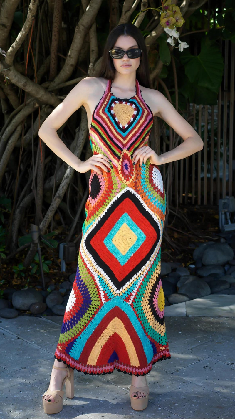 Rose Psychedelic Crochet Dress