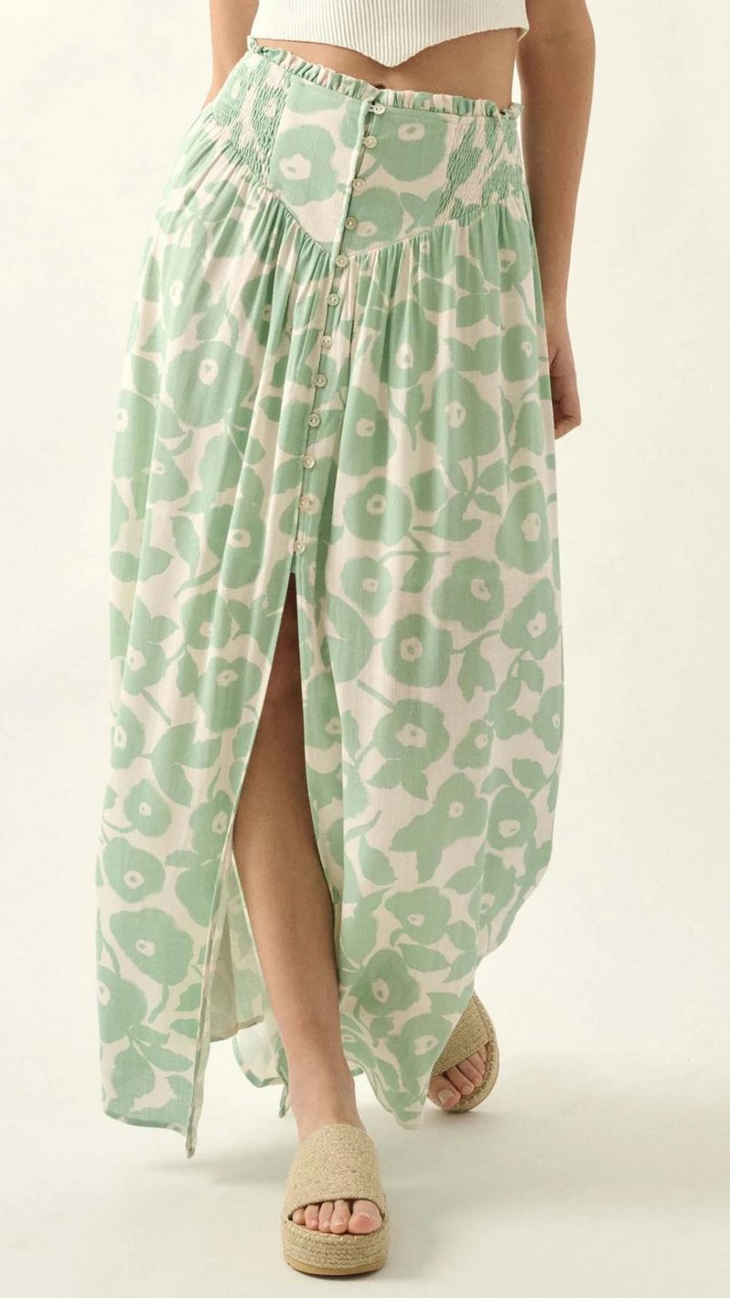 Sealy Floral Button Skirt