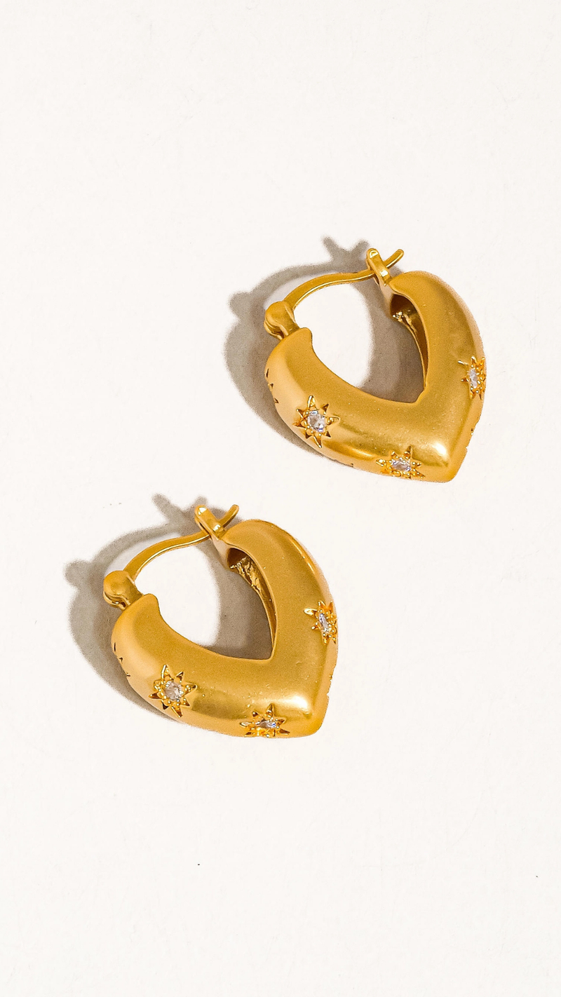 Desi Gold Star Heart Hoop Earring