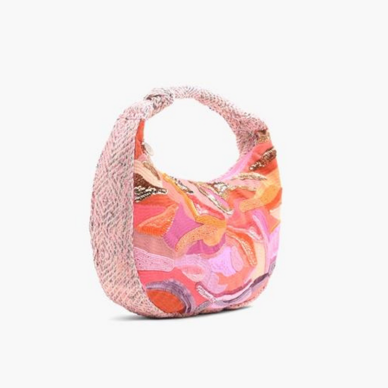 Ombre Embellished Round Shoulder Bag