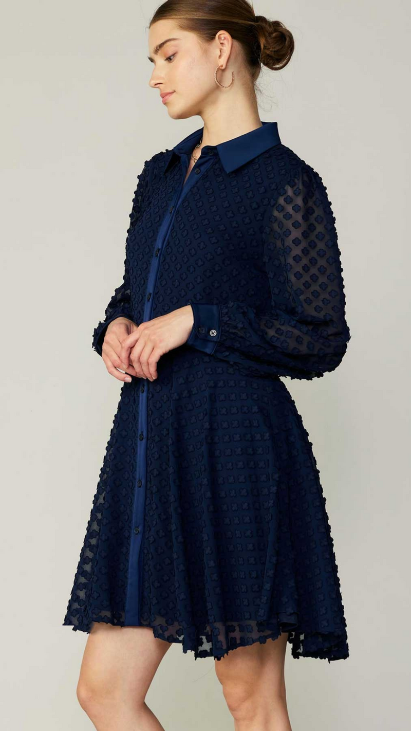 Leila Jacquard Button Mini Dress