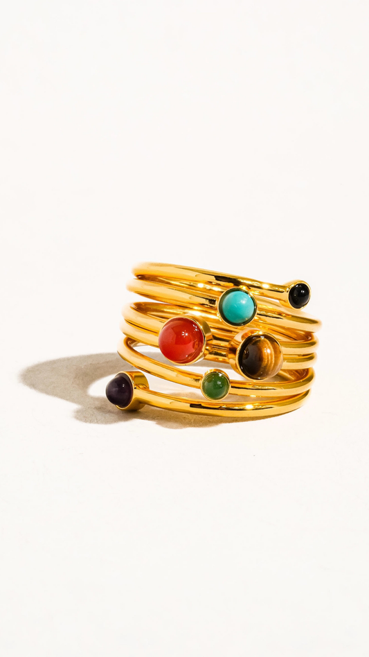 Teigan multi-color stone layered Ring