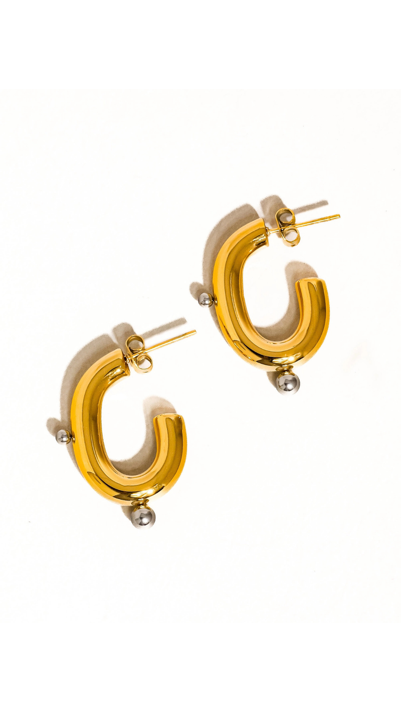 Alsace two toned C Hoop Earrings