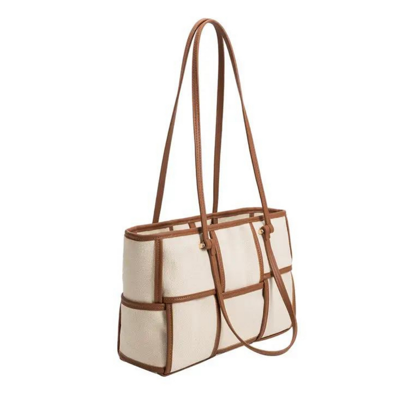 Delany Canvas Leather Weave Tote