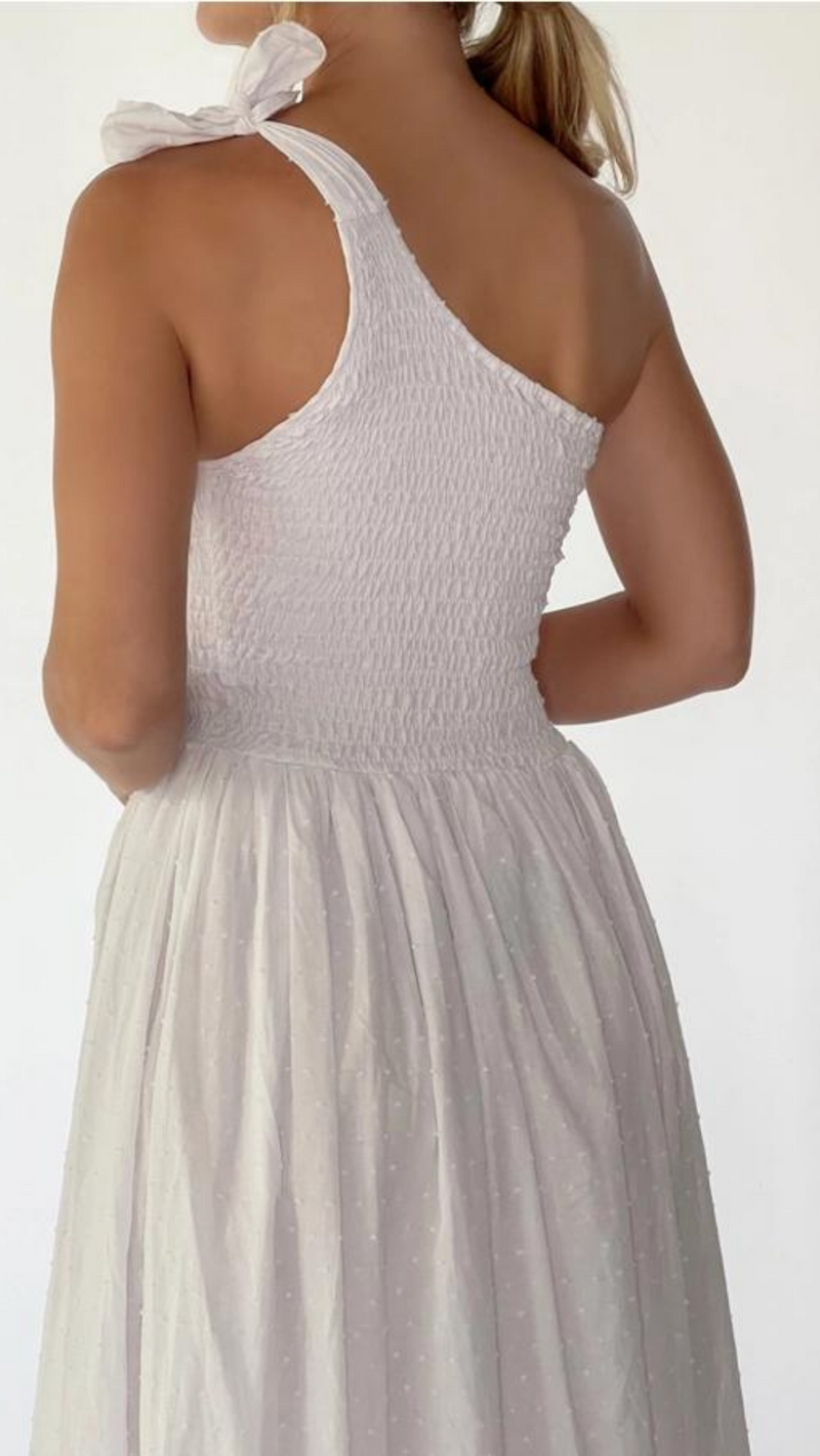Sienna One-Shoulder Shirred Midi Dress