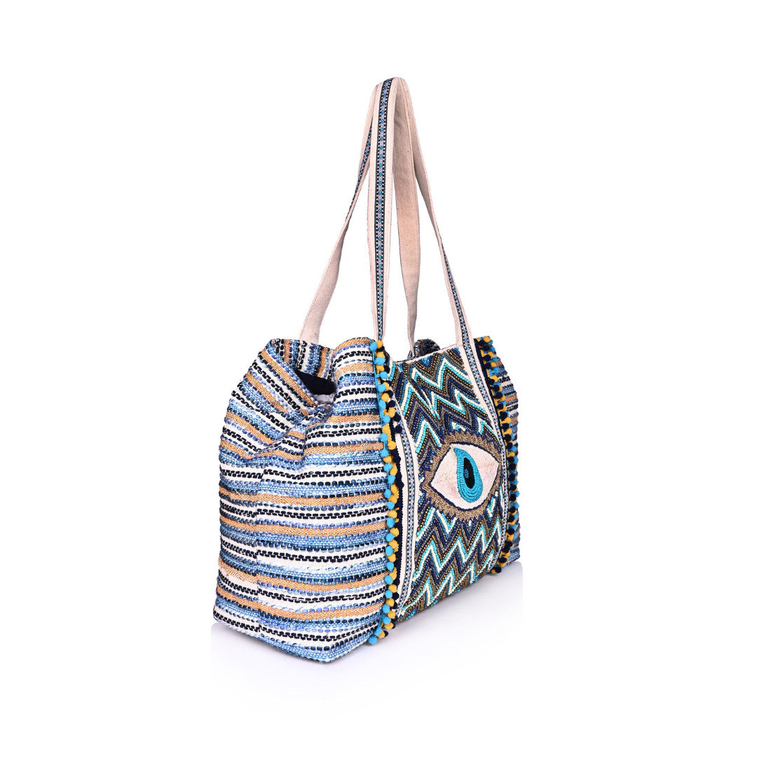 Zig Zag Evil Eye Tote