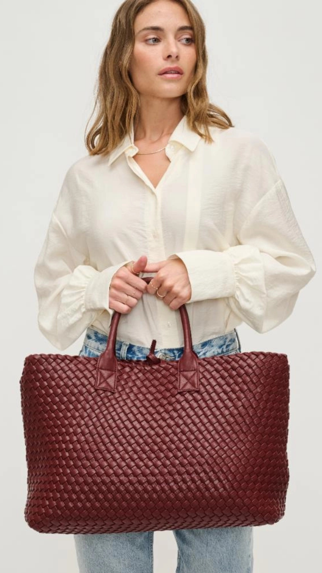 Ithaca Woven leather tote