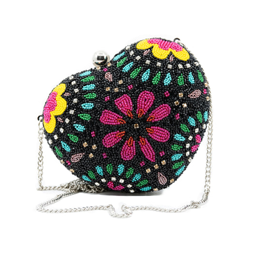 3D Heart Beaded Clutch