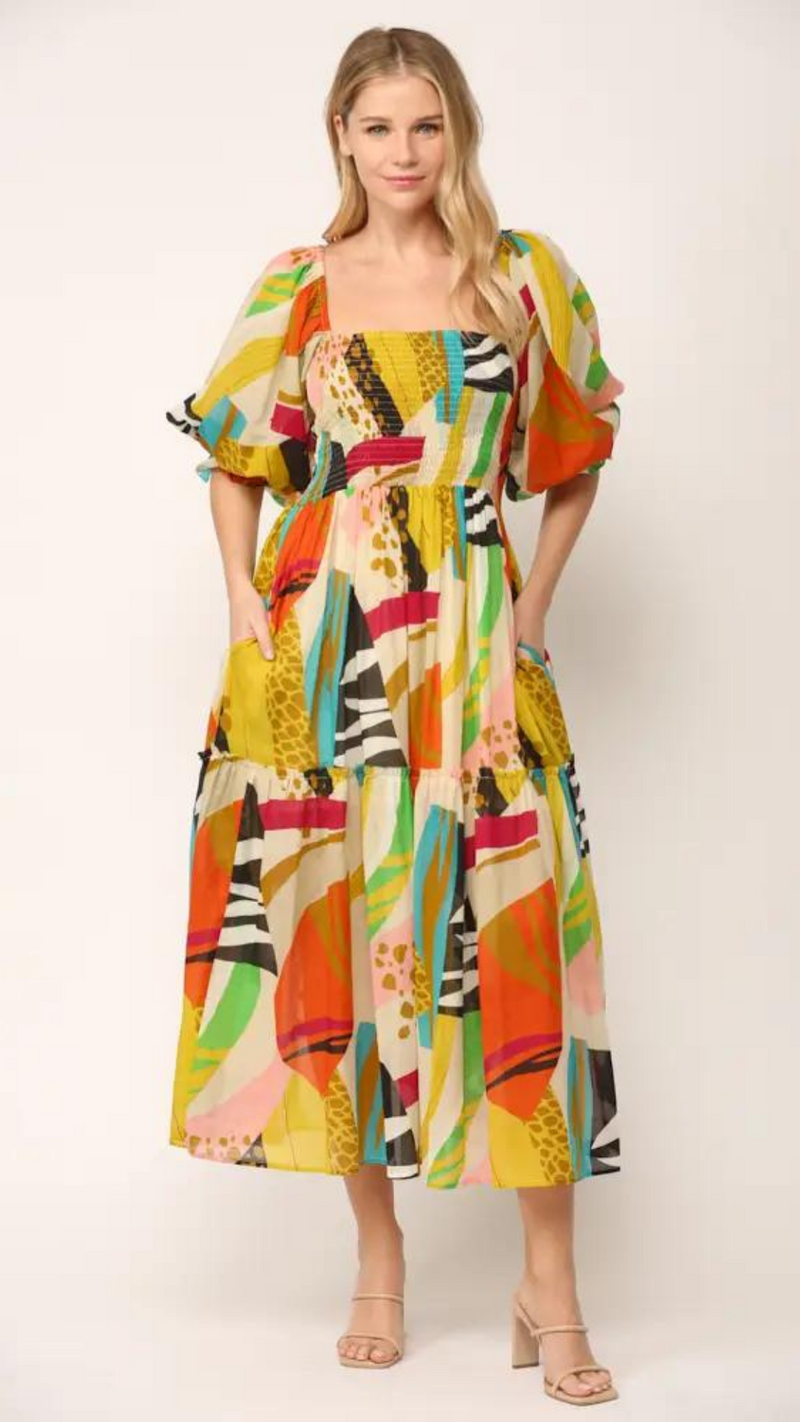 Delilah Abstract Print Maxi Dress