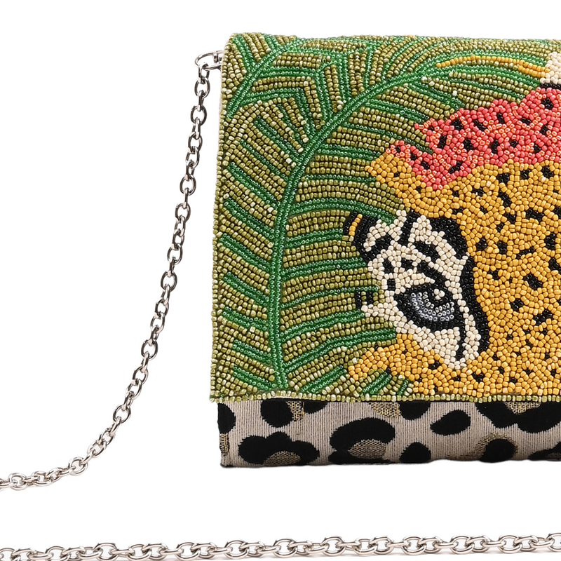 Forestry Leopard Embellished Clutch