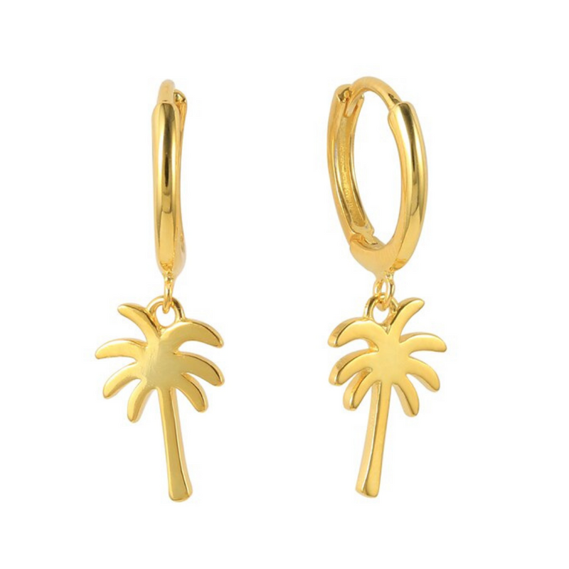Palm Tree Huggie Earrings